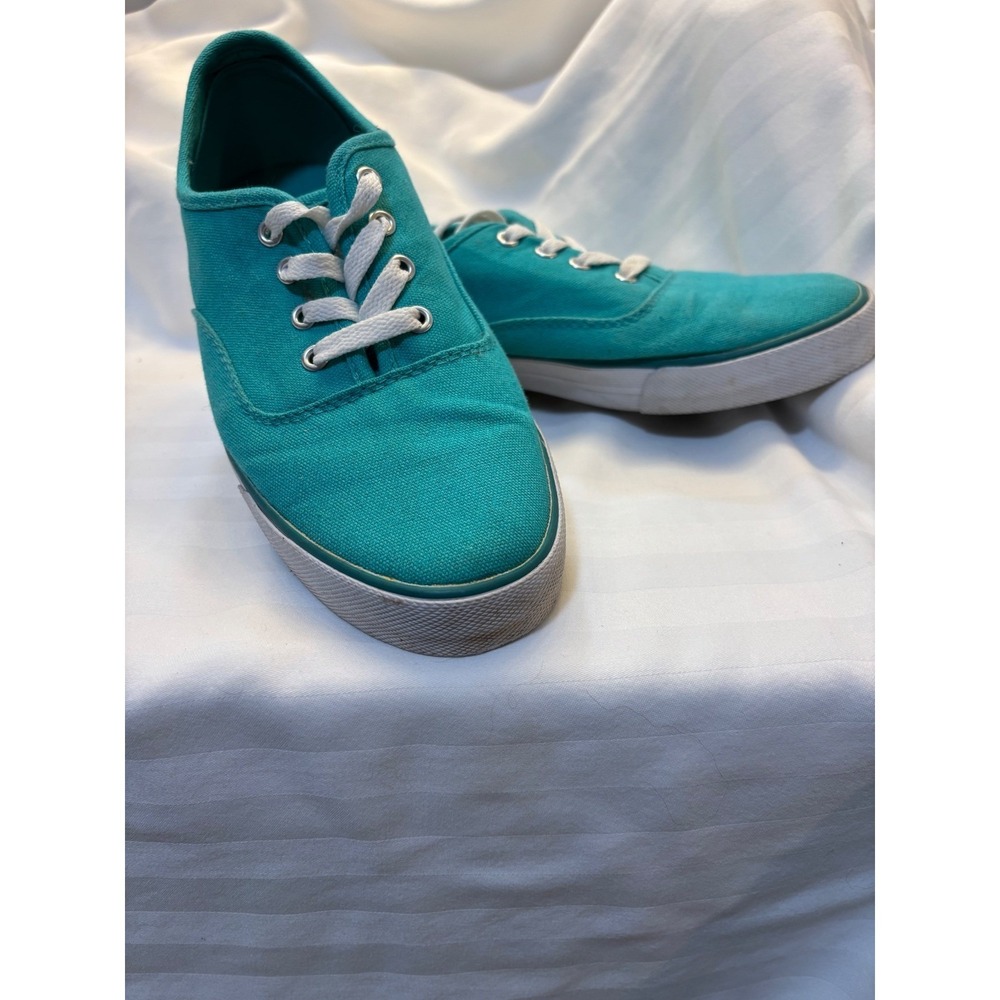American‎ Eagle Outfitters Teal Canvas Lace Up Sneakers Women Size 8